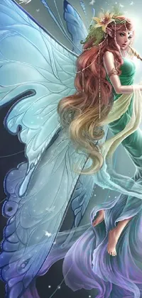 This captivating live wallpaper features a beautiful fairy holding a flute, with iridescent wings that shimmer in the light