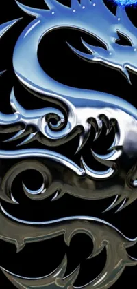 This live wallpaper features a close up of a striking silver dragon on a black background