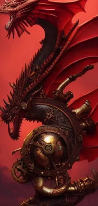 This live wallpaper features a stunning close-up of a dragon statue in concept art style