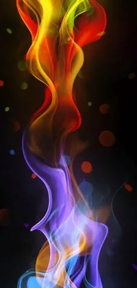This phone live wallpaper features a vibrant digital art representation of a close up fire on a black background