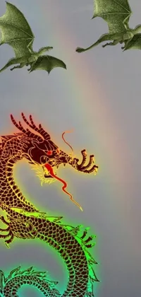 This phone live wallpaper features spectacular dragon kite  flying against a clear blue sky