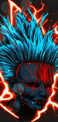 This dynamic live wallpaper features an intense close-up of a person with a mohawk hairstyle