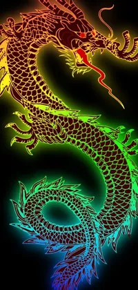 This high-quality live wallpaper features a stunning close-up of a dragon, created in vibrant vector art style and set against a black background