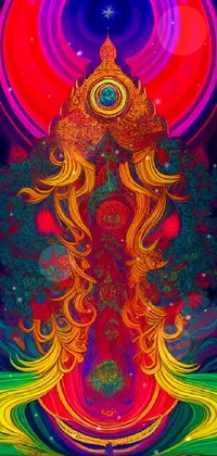 Experience a stunningly vivid psychedelic live wallpaper for your phone! This ultrafine detailed, mystical, and surrealistic painting features vibrant colors and intricate designs that come alive on your home screen