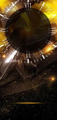 This phone live wallpaper features a detailed clock and cityscape in the background