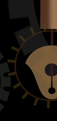 This live phone wallpaper showcases a clock with moving hands and intricate gears in the background
