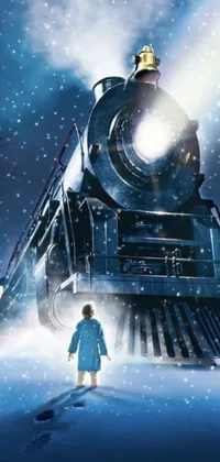 This phone live wallpaper boasts stunning poster art inspired by the popular Christmas movie, Polar Express