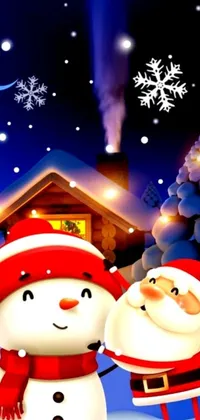 This enchanting live wallpaper features a delightful duo of snowmen standing happily together