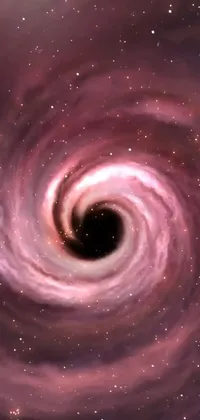 This Phone Live Wallpaper features a stunning image of a black hole at the center of a galaxy with a high detail spiral design surrounding it