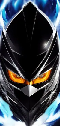 This live wallpaper depicts a close-up of a silver helmet featuring flame details in the background