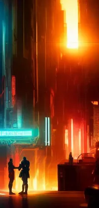 This cyberpunk-inspired live wallpaper features a mesmerizing street scene at night