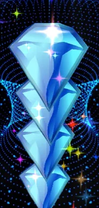 This live phone wallpaper features a mesmerizing blue diamond in a crystal cubism design