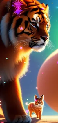 Light Bengal Tiger Siberian Tiger Live Wallpaper