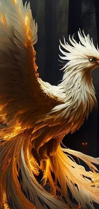 This live phone wallpaper depicts a magnificent bird in flight
