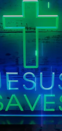 Experience the spiritual power of the Jesus Saves neon sign live wallpaper