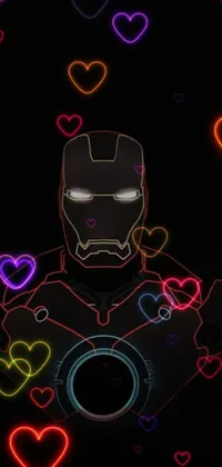 This live wallpaper showcases a close-up image of the superhero Iron Man against a black backdrop