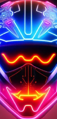 This live wallpaper features a black motorcycle helmet with neon light accents