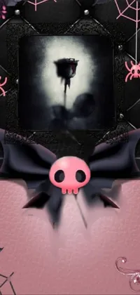 Add a touch of flair to your phone with this digital art Pink and Black Skull Live Wallpaper