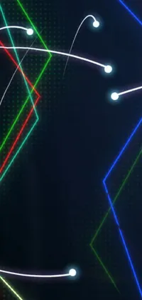 Get mesmerized by the visually stunning live wallpaper of neon lights on a black backdrop, featuring generative art, digital Pong screen, tracing star trails and wires & circuits