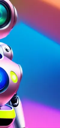 This close-up live wallpaper showcases a high-detail digital art illustration of a robot on a stunningly colorful background