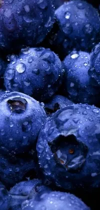 Looking for a beautiful live wallpaper? Check out this hyper-realistic close up of blueberries covered in crystal clear waterdrops! This visually stunning avatar image adds depth and texture to your phone screen