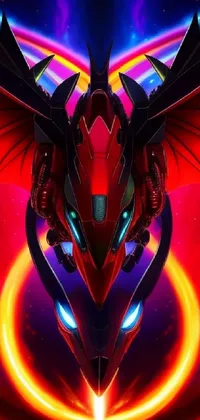 This phone live wallpaper is a stunning vector art featuring a detailed dragon with glowing eyes in a helmet