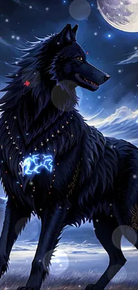 black and blue anime wolf