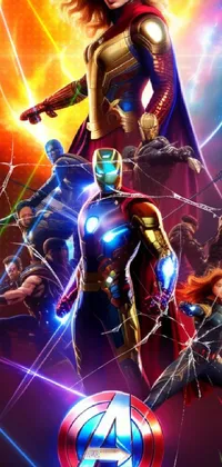 This live wallpaper for your phone features the epic Avengers movie poster, created with digital art and cutting-edge 8k film technology