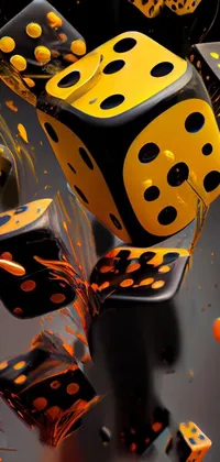 Looking for a unique and eye-catching live wallpaper for your phone? Check out this black and yellow dice illustration! The 3D design offers a realistic casino vibe, with floating particles that add depth and movement