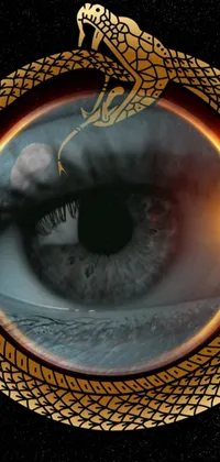 This live wallpaper presents an eye with a snake crawling on it