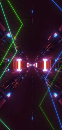 Bring a futuristic vibe to your phone with this striking live wallpaper! A stunning tunnel design with bright neon lights and dynamic lasers shooting out of the figure's eyes makes for an awe-inspiring visual experience