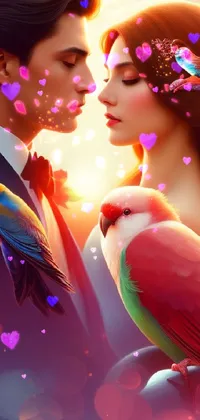 This live wallpaper features a beautiful and romantic composition