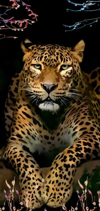 Discover the beauty of a wild leopard with this stunning phone live wallpaper