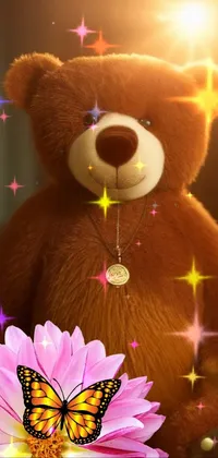 This brown teddy bear phone live wallpaper is a delightful addition to your digital device