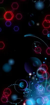 This live phone wallpaper features mesmerizing blue abstract circles and stars