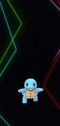 Looking for an exciting phone live wallpaper for your home screen? Check out this hologram-like image of Squirtle, the popular Pokemon character! Featuring a minimalist black background and a close-up view of Squirtle running towards the camera, this wallpapers adds a fun and energetic look to your phone