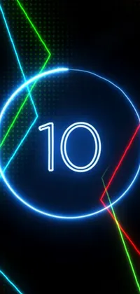 "Experience a captivating live wallpaper for your phone, featuring a vibrant neon circle with the number ten