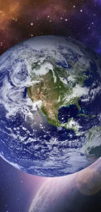 This live wallpaper showcases the spectacular view of planet Earth from a distance