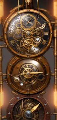 This live wallpaper features two clocks in steampunk style