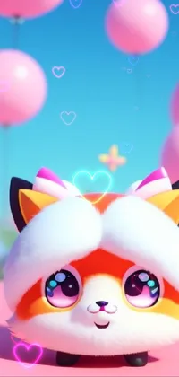 This phone live wallpaper features a close-up of a chibi fox from League of Legends in a soft, furry texture