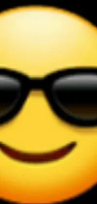 This live phone wallpaper features a happy and confident smiley face wearing sunglasses set on a black background