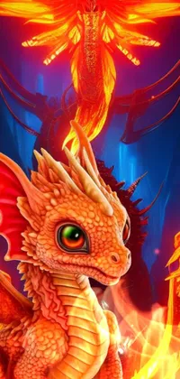 Transform your phone screen into a mesmerizing fantasy world with this live wallpaper featuring an intricate, highly-detailed red dragon