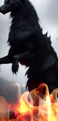 This captivating live wallpaper features a striking scene of a black animal in a fantasy realm