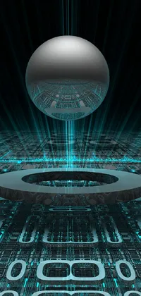 This phone live wallpaper features a stunning egg resting on top of a detailed circuit board, surrounded by a magical glowing sphere and set in a futuristic arena