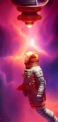 This stunning digital live wallpaper features a beautiful painting of an astronaut floating in space