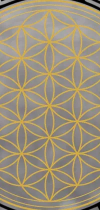 This phone live wallpaper showcases an elaborate and trendy yellow and silver-colored plate design