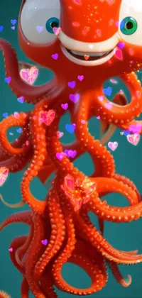 Get your phone screen swimming with the vibrant orange octopus live wallpaper that will make you smile
