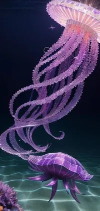 Light Marine Invertebrates Purple Live Wallpaper