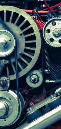 This motorcycle engine live wallpaper showcases a vintage car's intricate and multi-part design