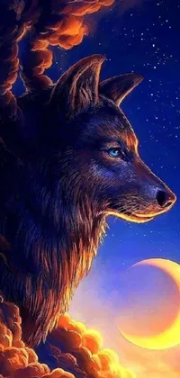 Looking for an enchanting wallpaper for your phone? Introducing a captivating live wallpaper featuring a majestic wolf gazing at the stunning full moon